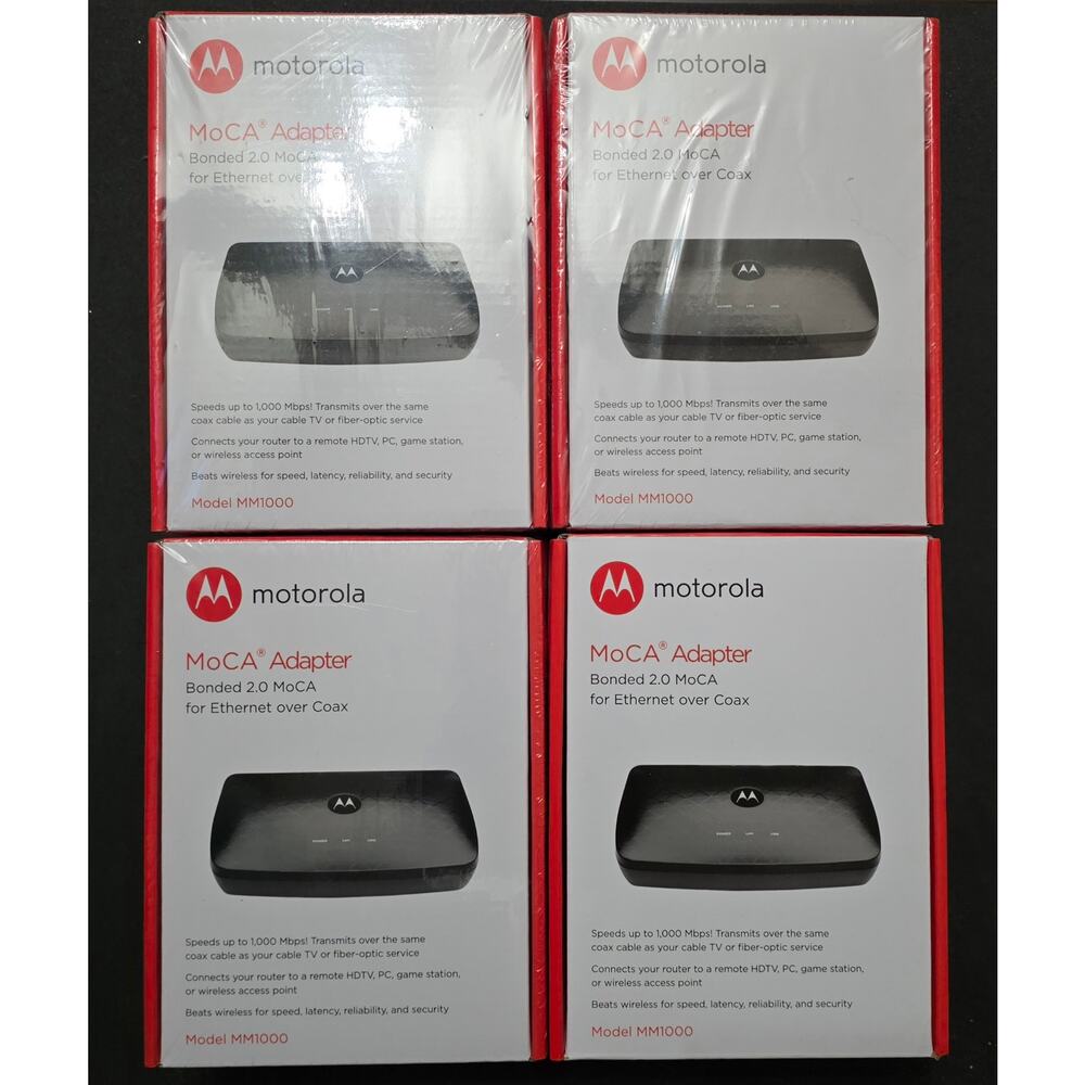 (4) Motorola MOCA Adapter - Ethernet Over Coax (1 Gbps)